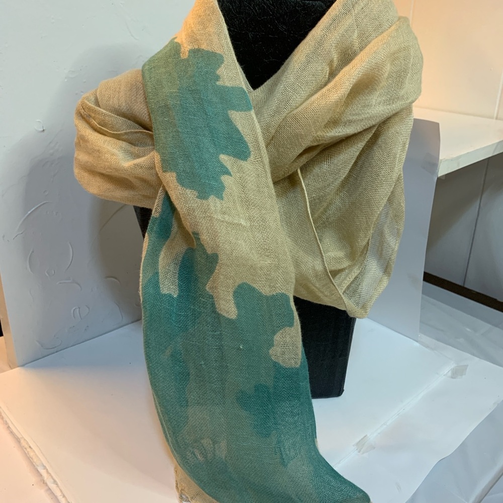Tan and Teal Lightweight Scarf